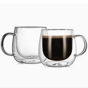 CNGlass, set of 2, Double-walled glass coffee/tea mugs - 10 oz. each